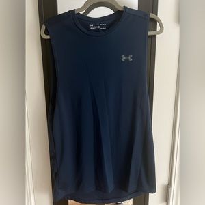 Under Armour Navy Blue Training Shirt Top Tee Tank Men's Sport Loose Fit Medium